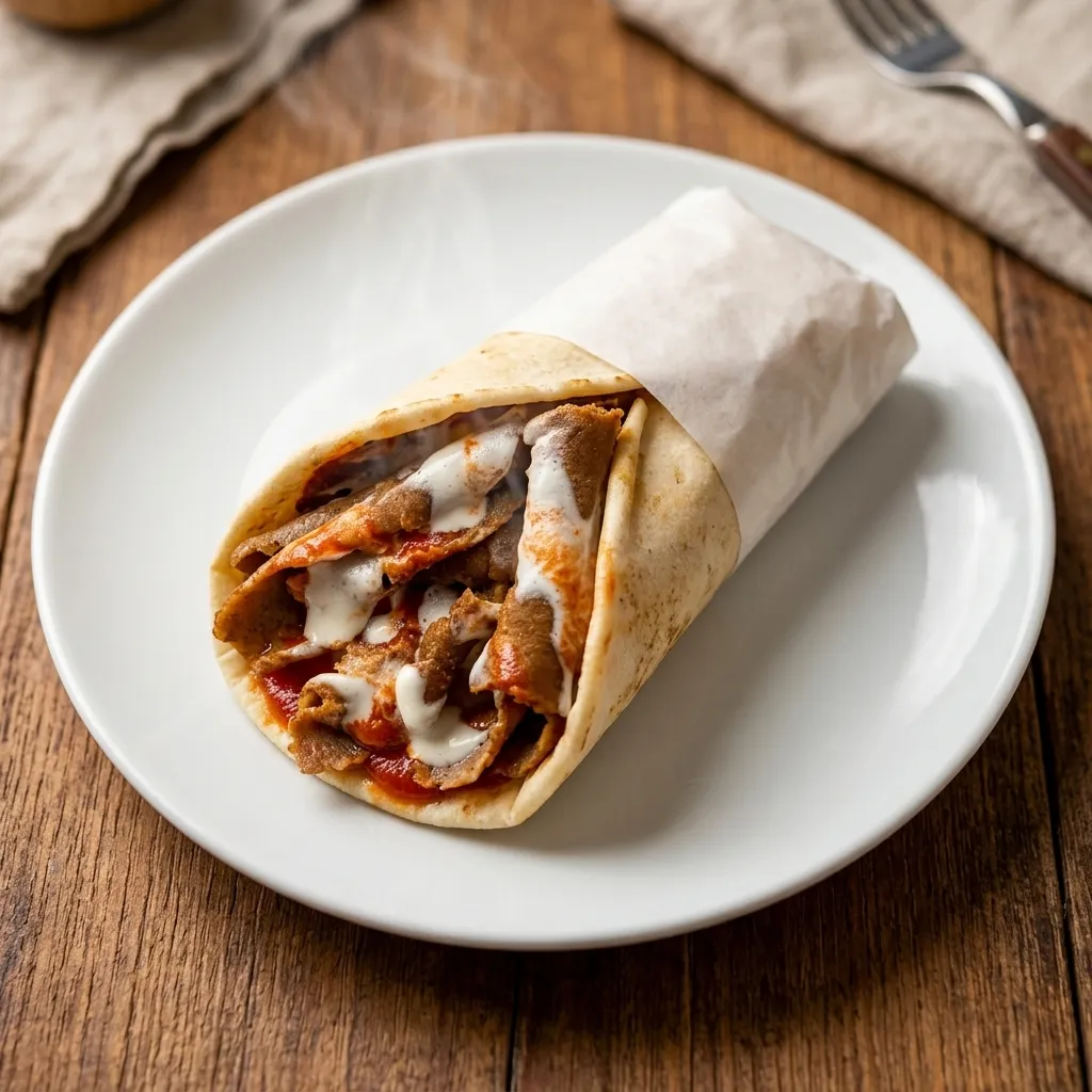 Beef donair wrap with garlic sauce — best donair in McKenzie Towne, Calgary SE